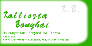 kalliszta bonyhai business card